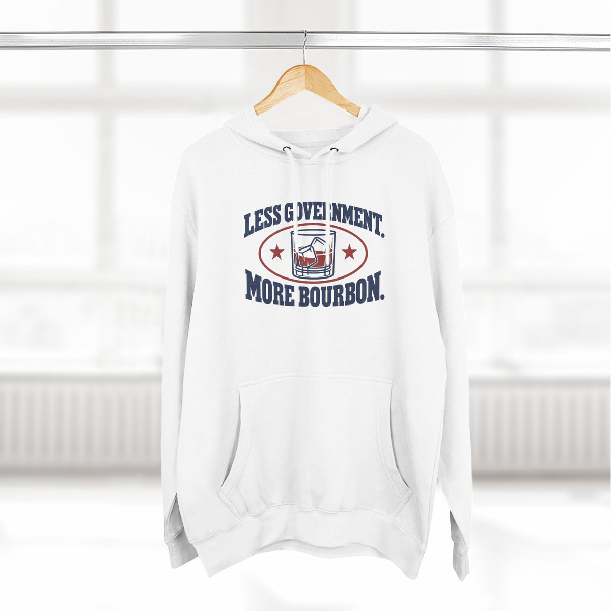 Less Government More Bourbon Hoodie - Funny Whiskey Glass Patriotic Hoodie