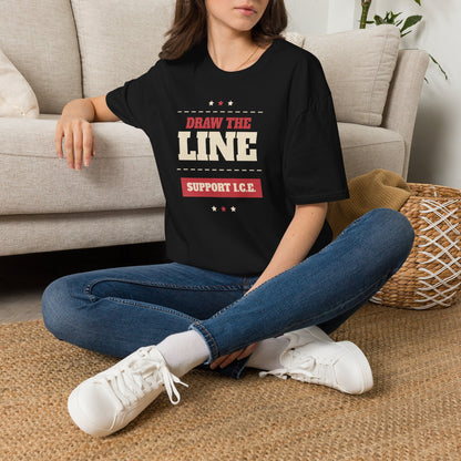 Draw the Line Shirt - Support I.C.E. Bold Patriotic Teec