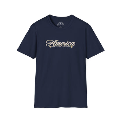 America One Nation Under God Shirt - Script Patriotic Tee