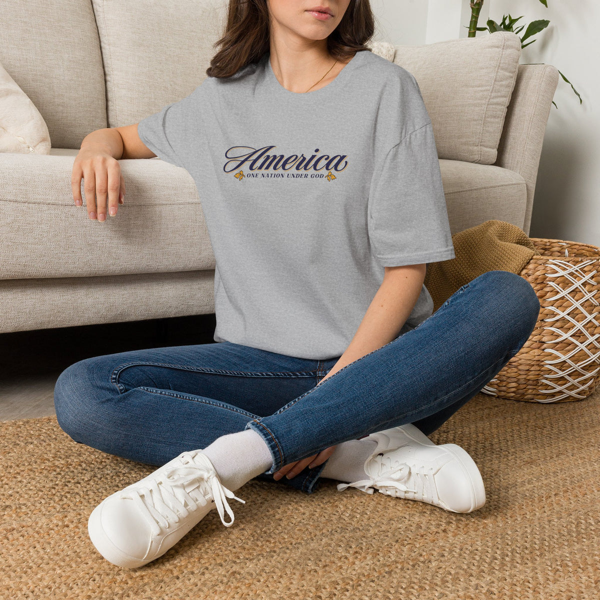 America One Nation Under God Shirt - Script Patriotic Tee