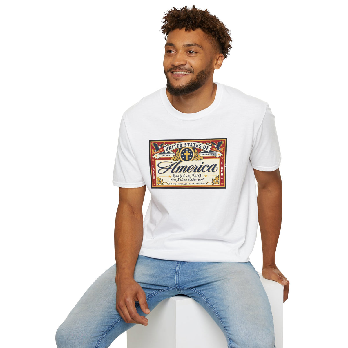 USA Retro Label - Faith & Liberty Eagle Tee
