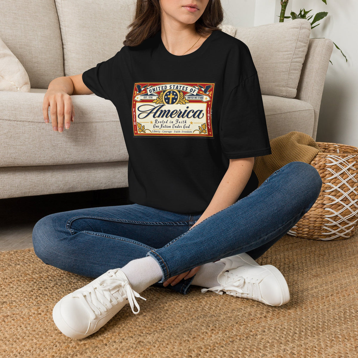 USA Retro Label - Faith & Liberty Eagle Tee
