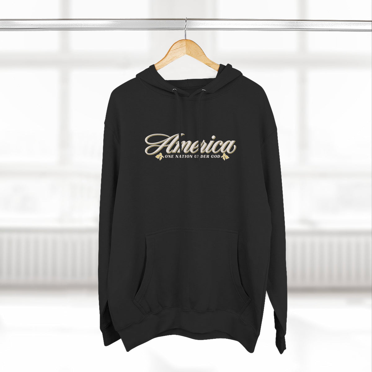America One Nation Under God Hoodie - Script Patriotic Hoodie