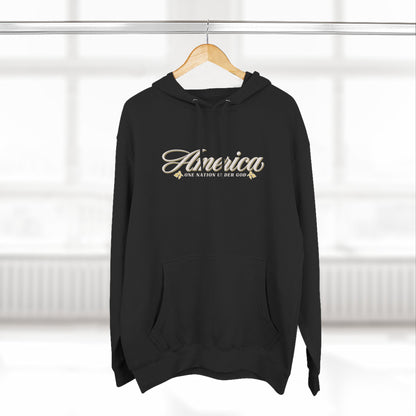 America One Nation Under God Hoodie - Script Patriotic Hoodie