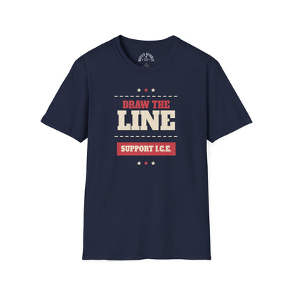 Draw the Line Shirt - Support I.C.E. Bold Patriotic Teec