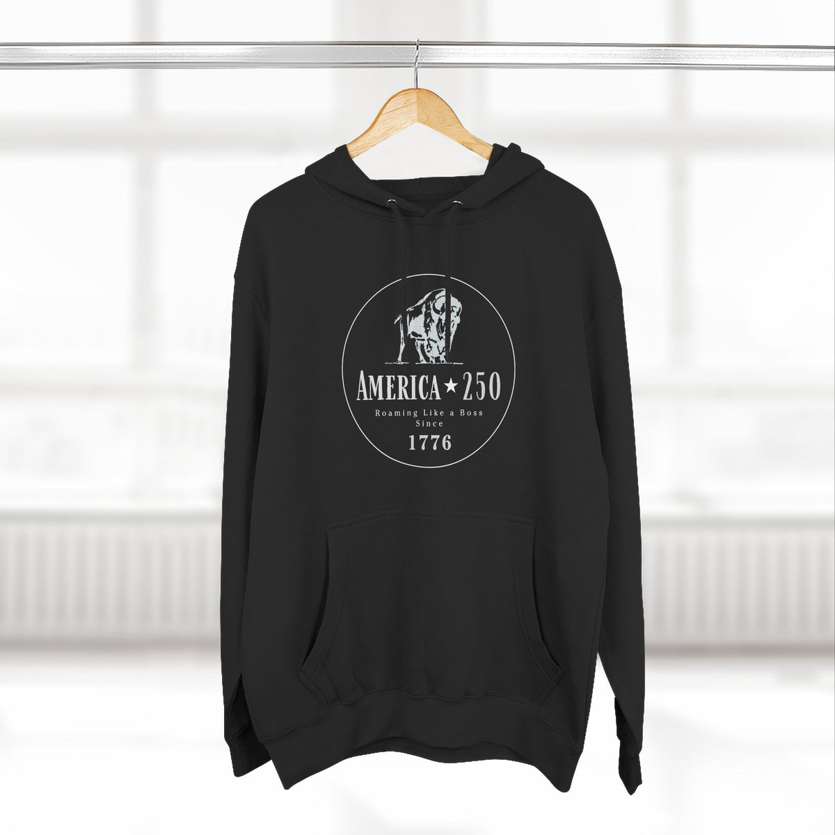 America 250 Bison Hoodie - Roaming Like a Boss Since 1776 Patriotic Hoodie
