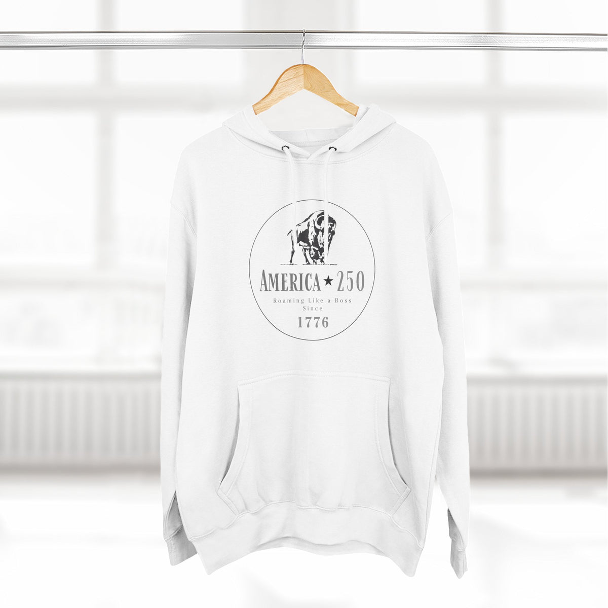 America 250 Bison Hoodie - Roaming Like a Boss Since 1776 Patriotic Hoodie