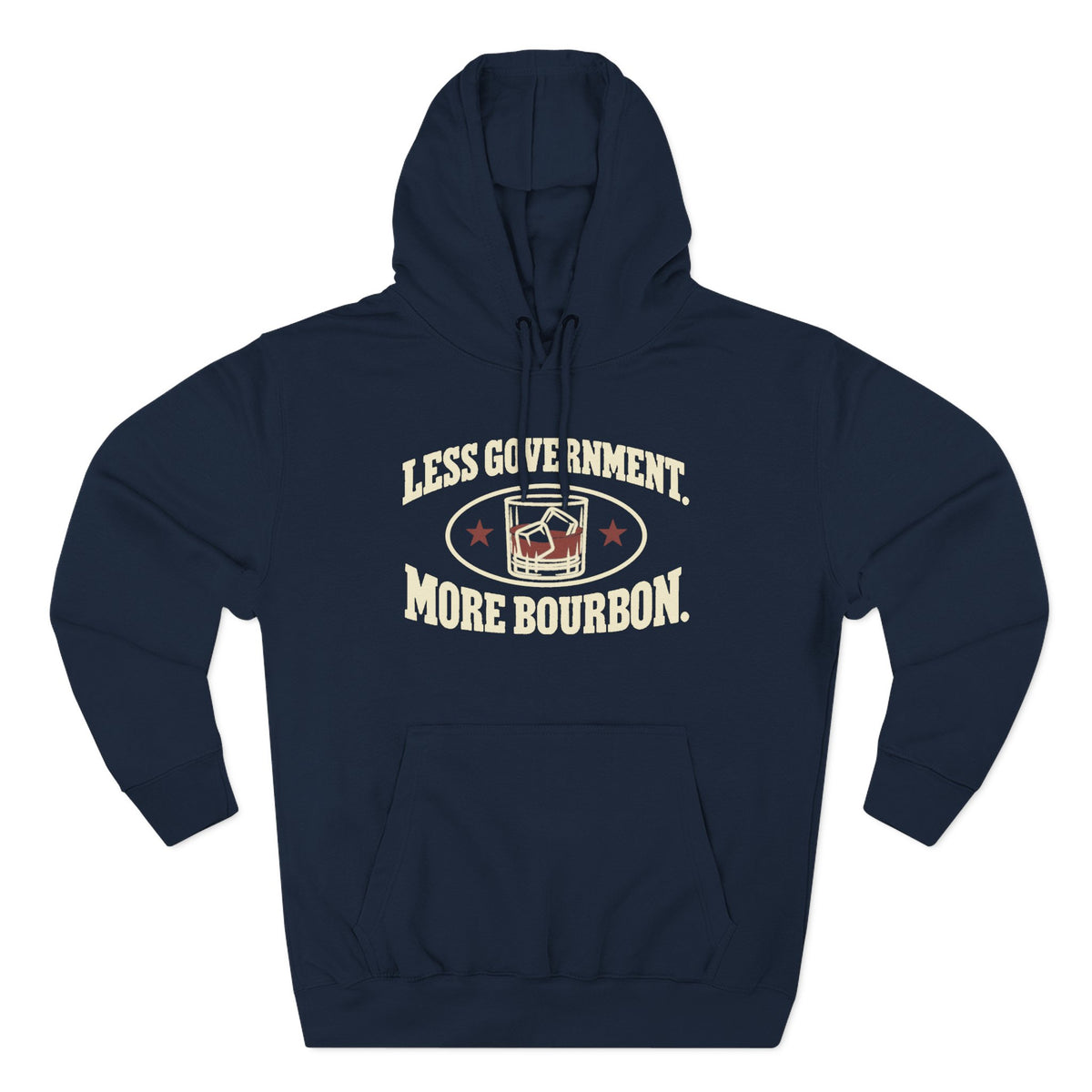 Less Government More Bourbon Hoodie - Funny Whiskey Glass Patriotic Hoodie