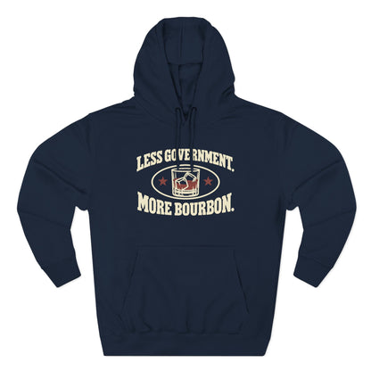 Less Government More Bourbon Hoodie - Funny Whiskey Glass Patriotic Hoodie