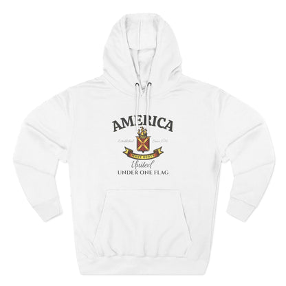 America Many Roots Hoodie - United Under One Flag Ship & Shield Hoodie