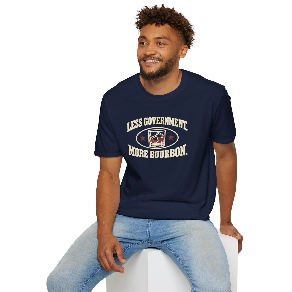 Less Government More Bourbon Shirt - Funny Whiskey Glass Patriotic Tee