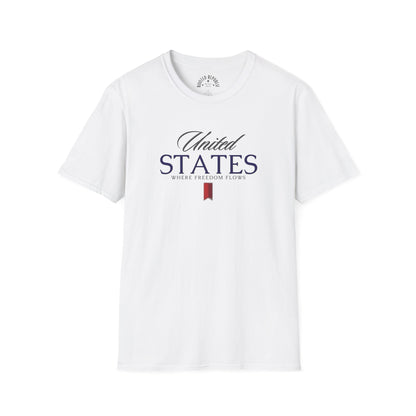United States - Where Freedom Flows Patriotic Tee