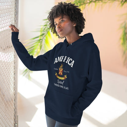 America Many Roots Hoodie - United Under One Flag Ship & Shield Hoodie