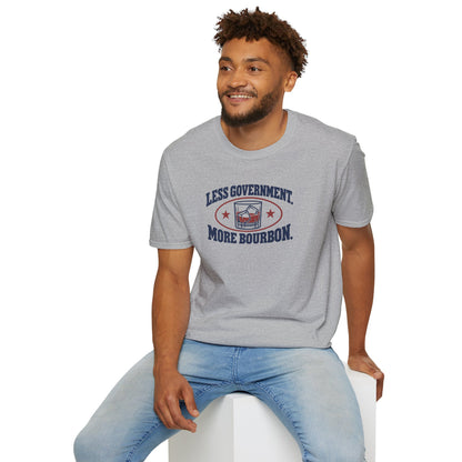 Less Government More Bourbon Shirt - Funny Whiskey Glass Patriotic Tee