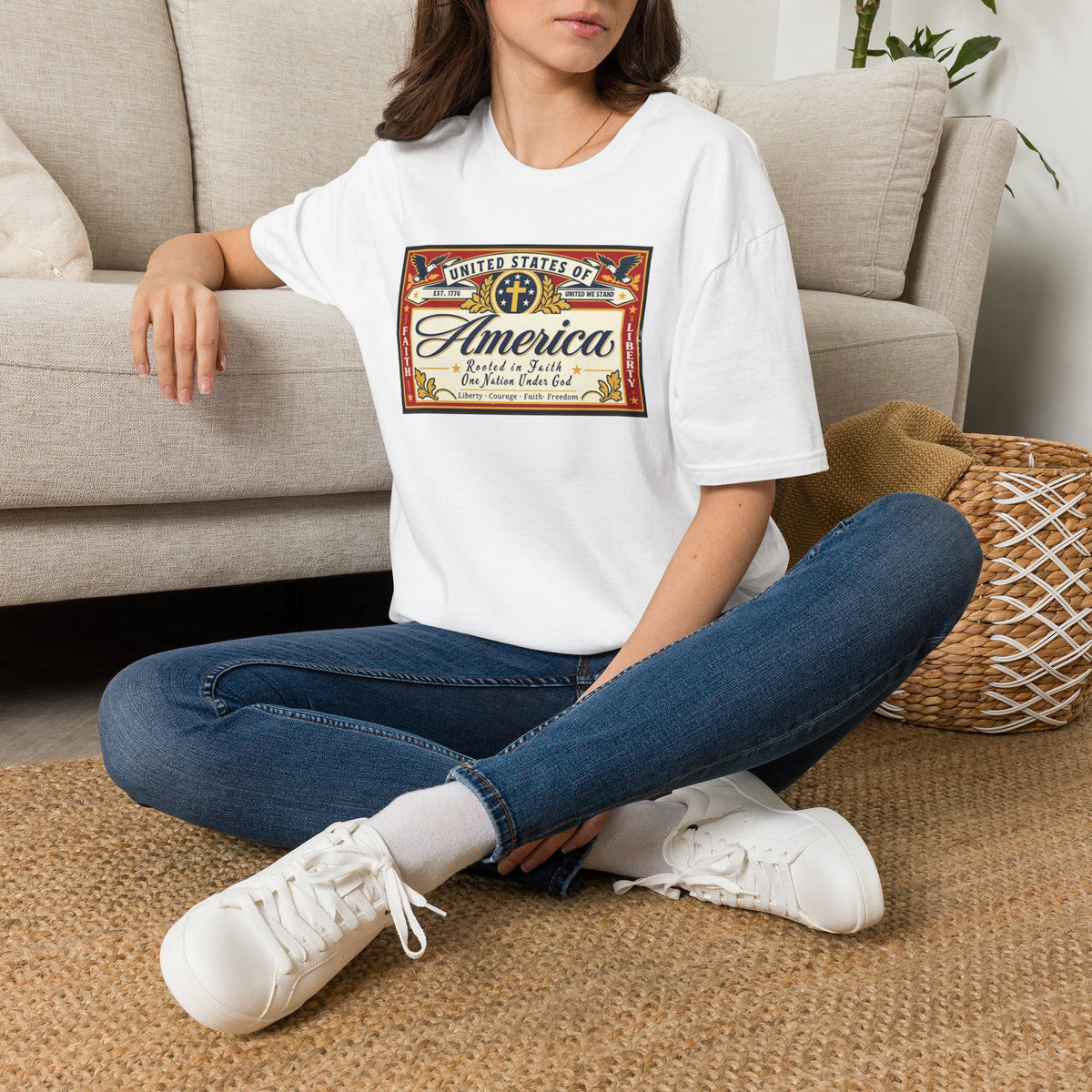 USA Retro Label - Faith & Liberty Eagle Tee