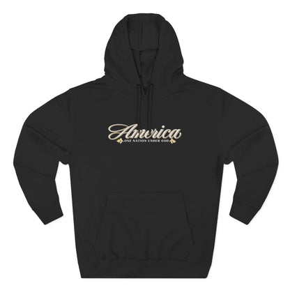 America One Nation Under God Hoodie - Script Patriotic Hoodie