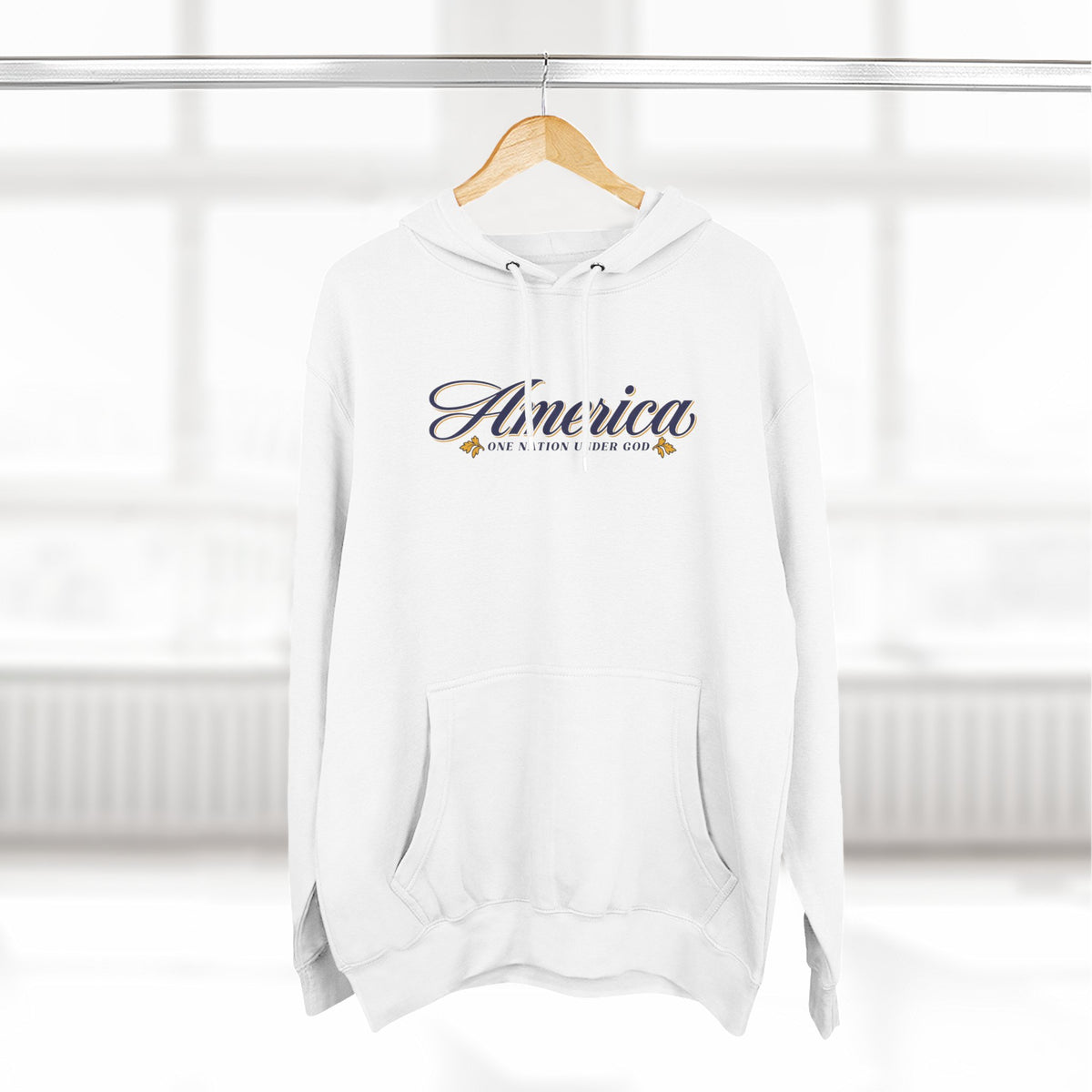 America One Nation Under God Hoodie - Script Patriotic Hoodie