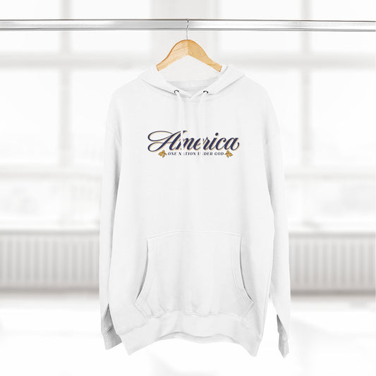 America One Nation Under God Hoodie - Script Patriotic Hoodie